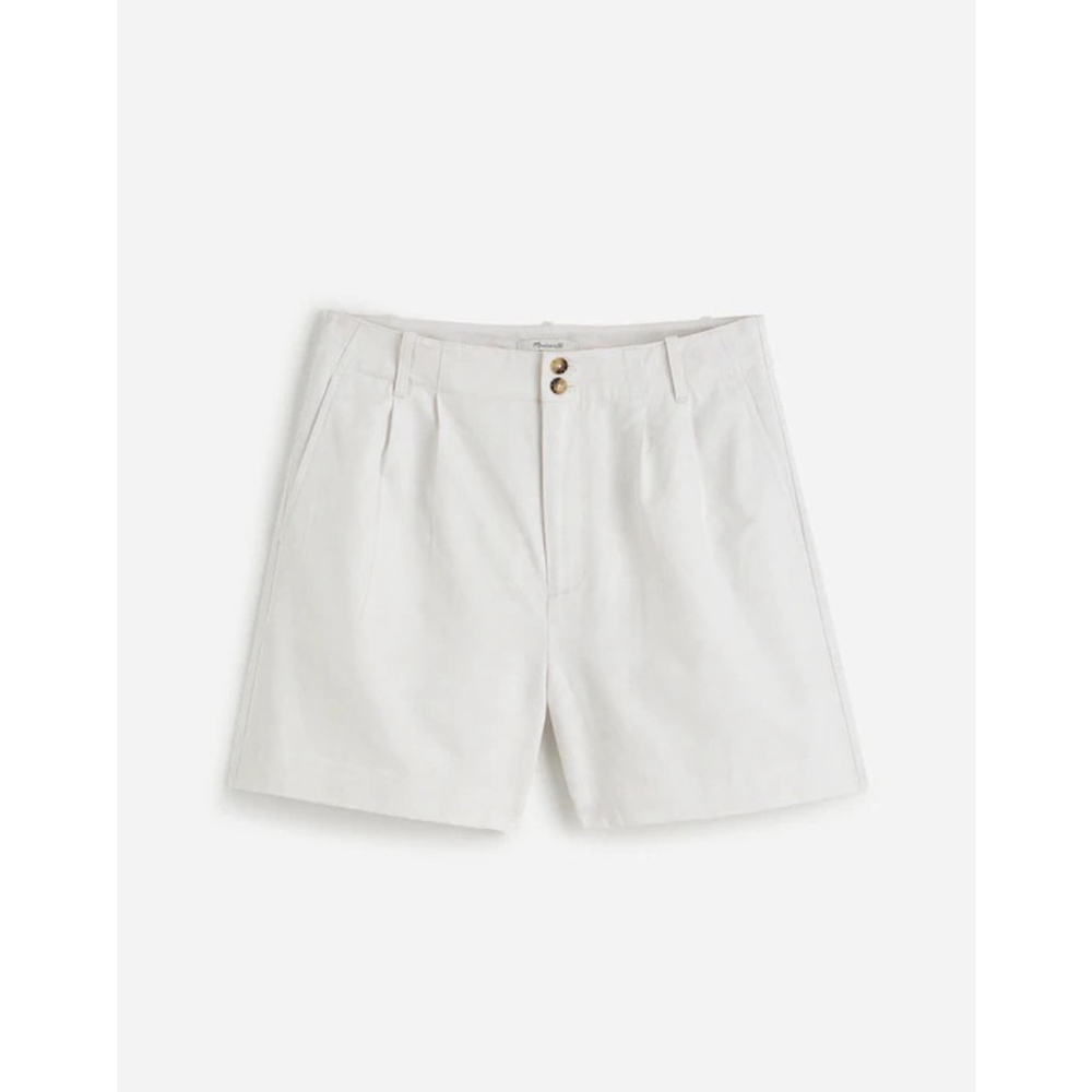 EUC Madewell The Drapey Twill Pleated Short size 6 white NU664
